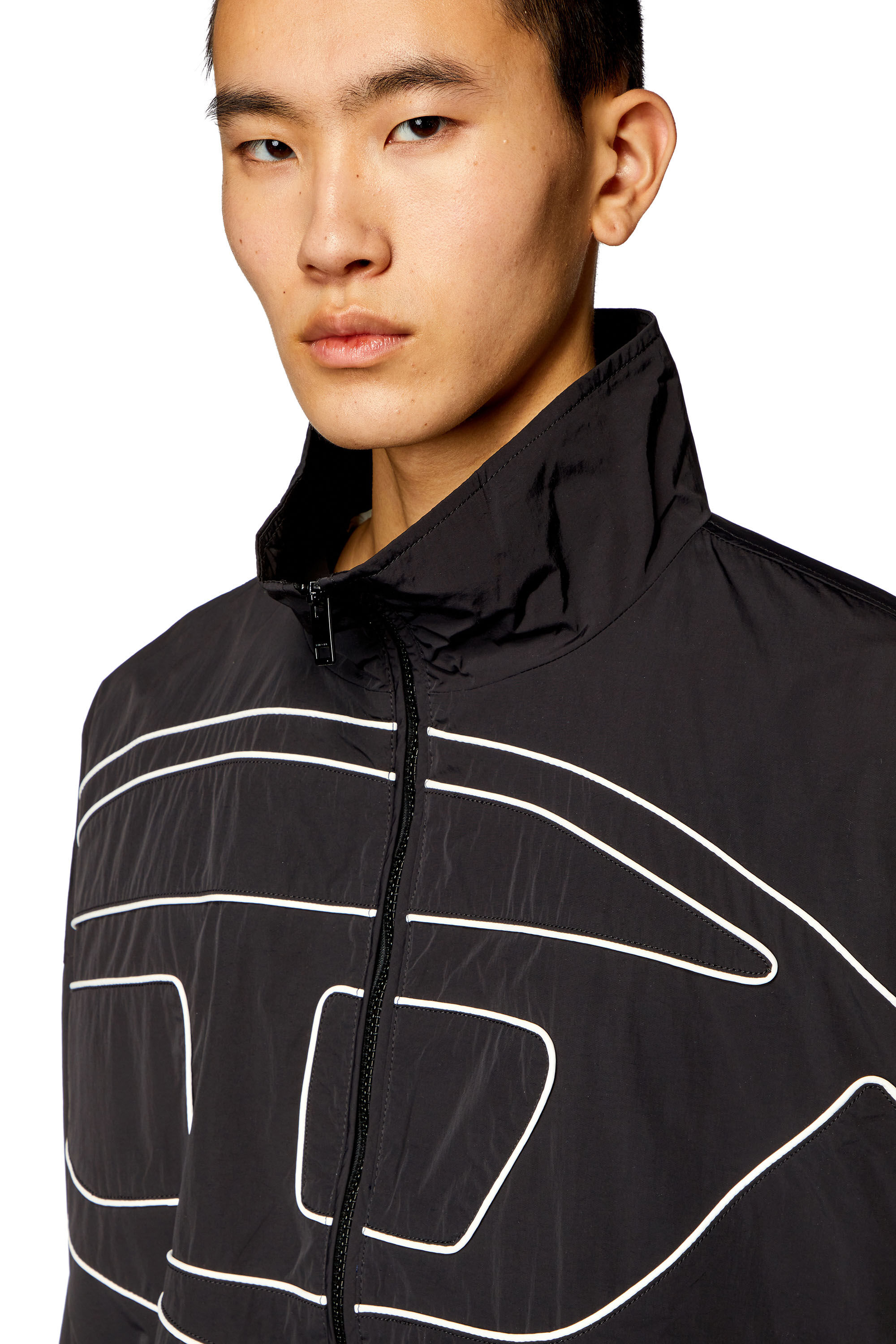 Diesel - J-VATEL, Man's Taslan jacket with piped Oval D in Black - 5