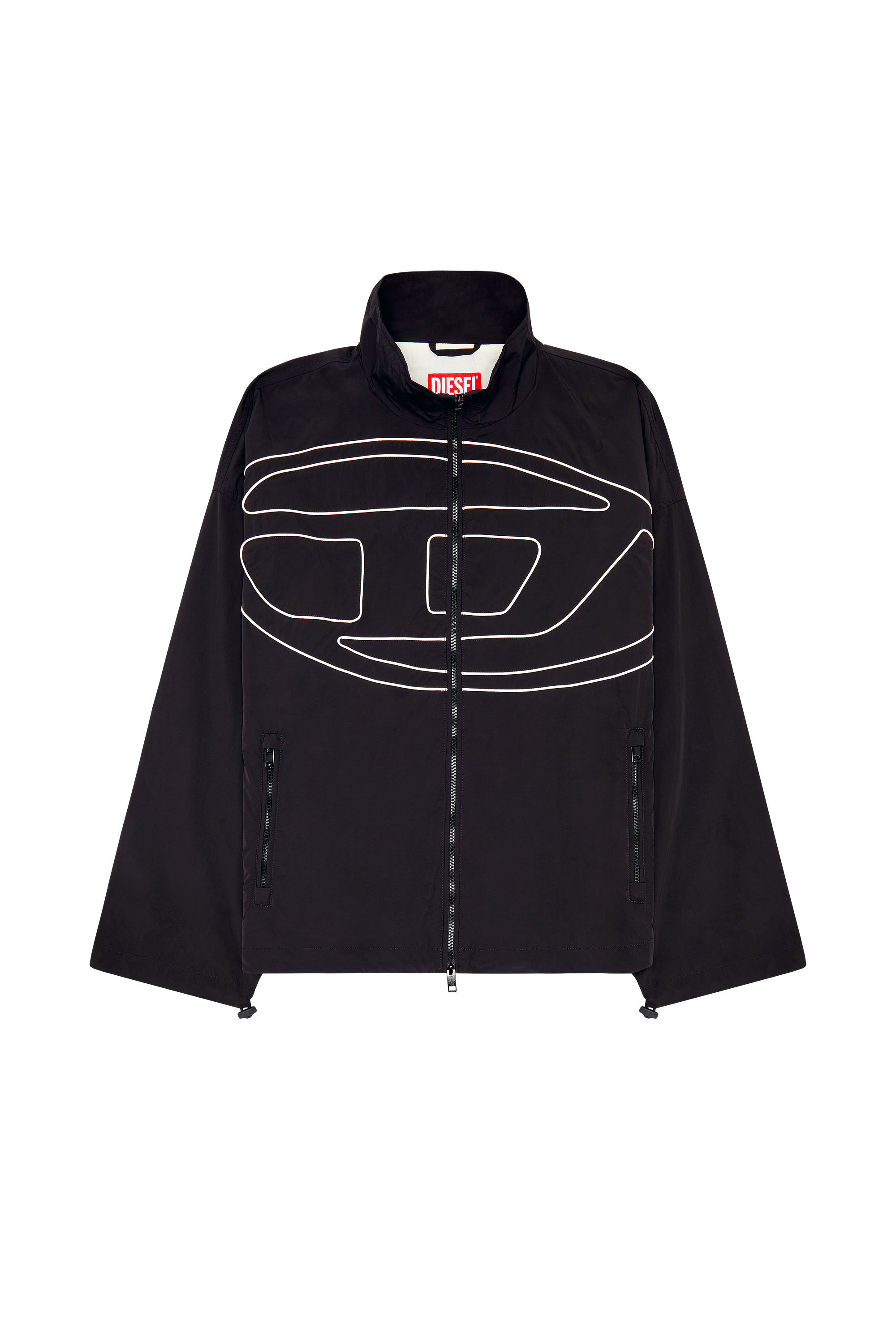 Diesel - J-VATEL, Man's Taslan jacket with piped Oval D in Black - 2
