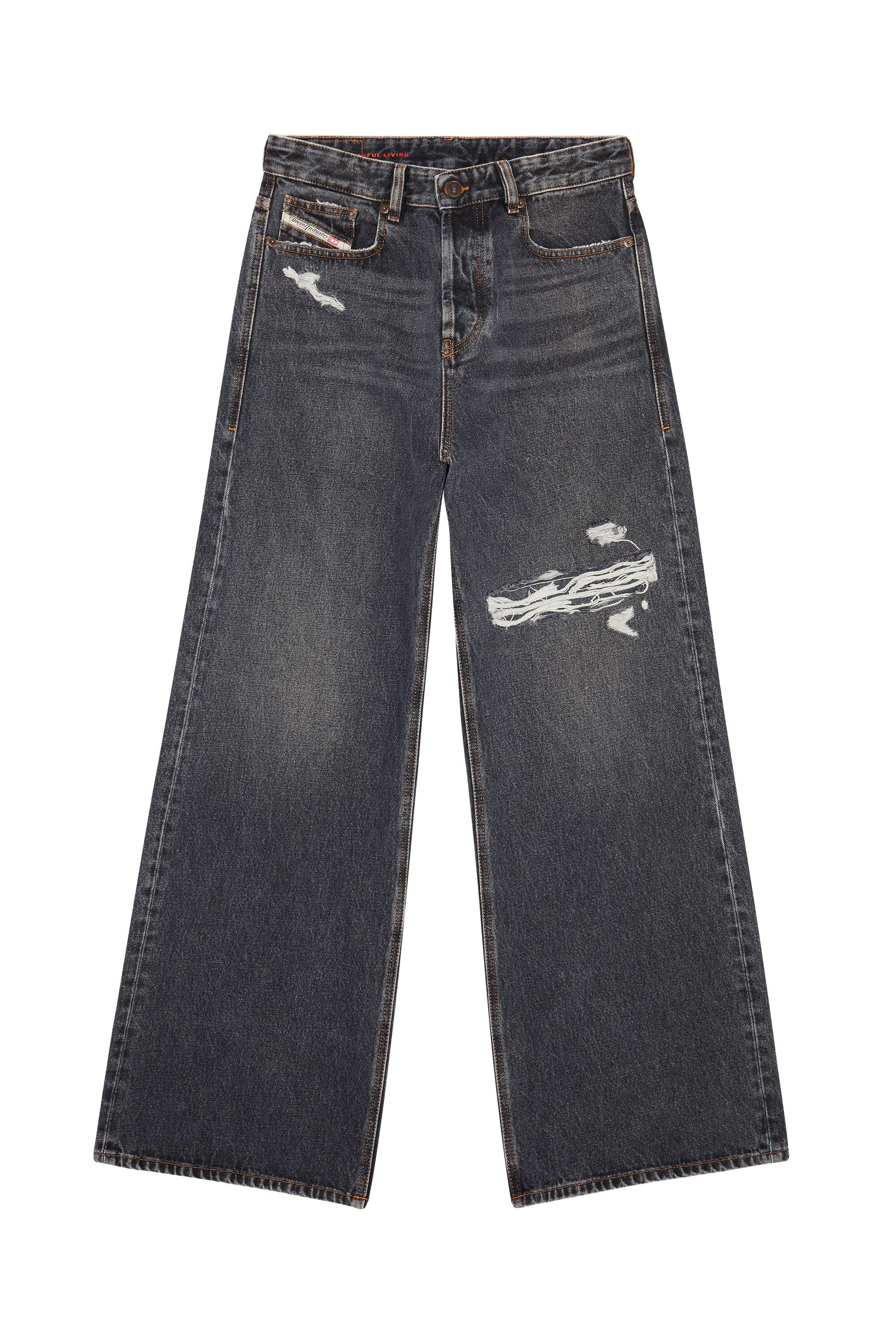 Diesel - Woman's Relaxed Jeans 1996 D-Sire 007F6, Black/Dark grey - 2