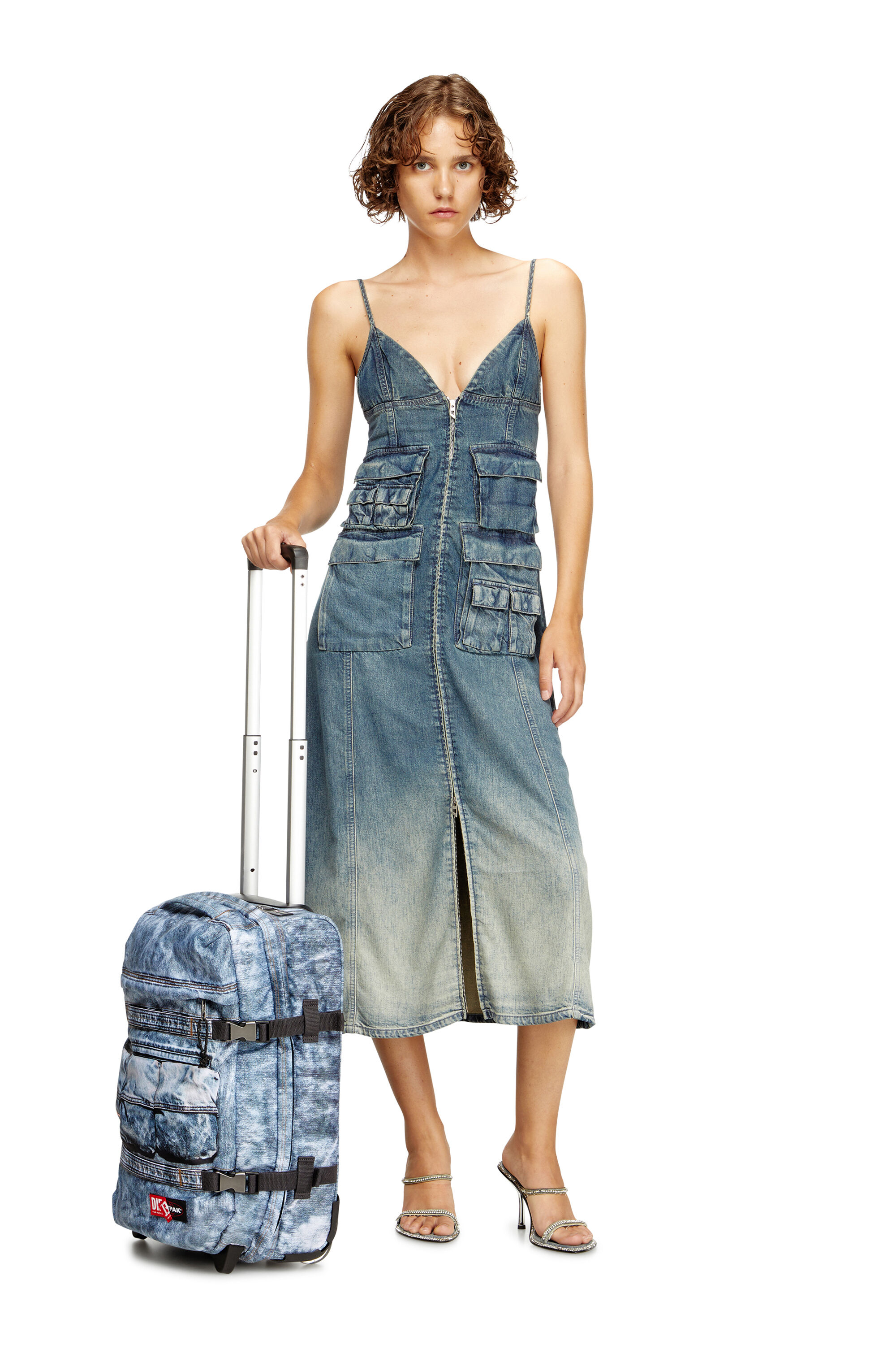 Diesel - DIESEL TRANSIT'R S, Unisex's Cabin bag in trompe l'oeil denim in Blue - 8