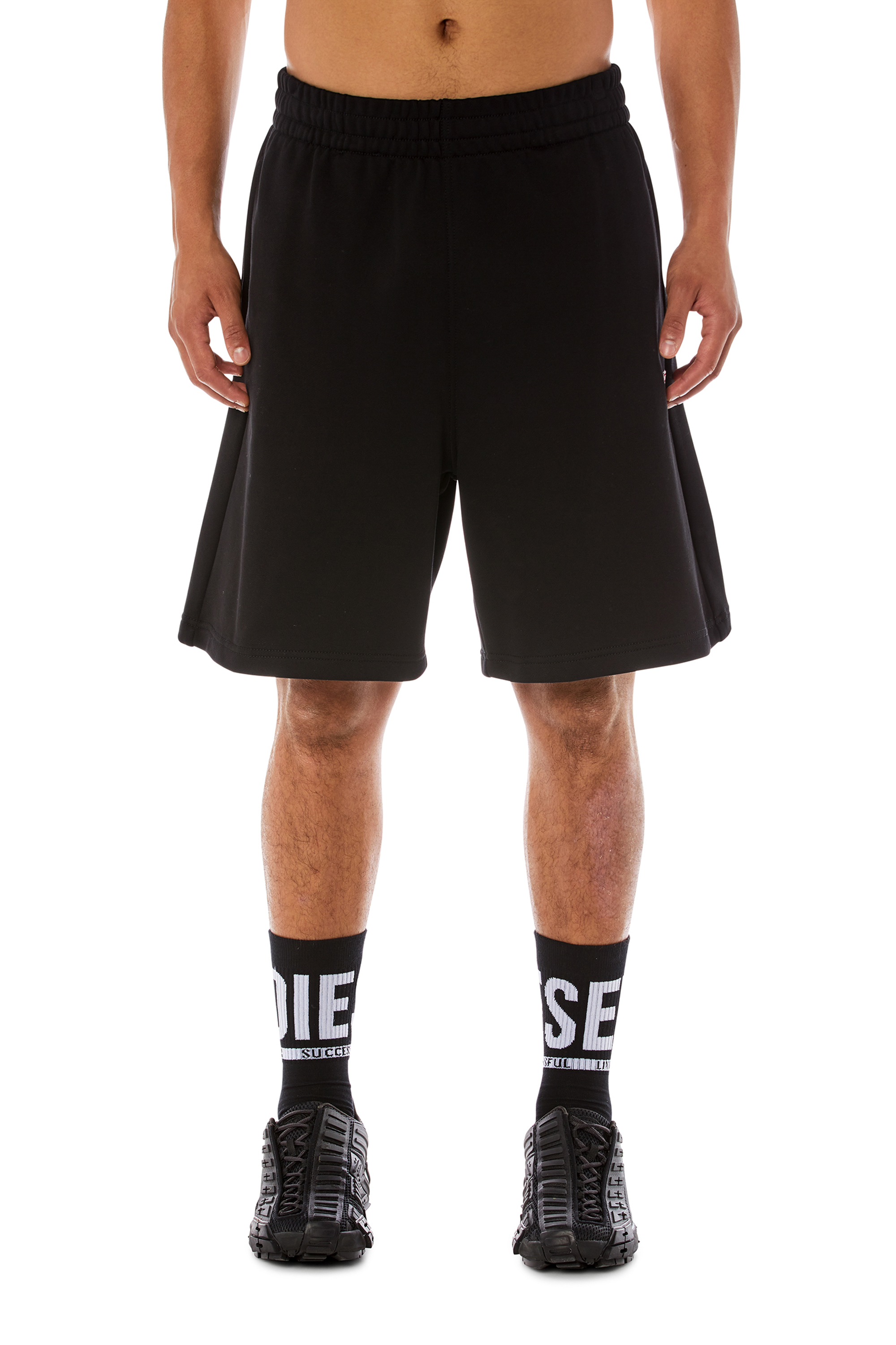 Diesel - P-BISC-D, Man's Sweat shorts with D patch in Black - 1