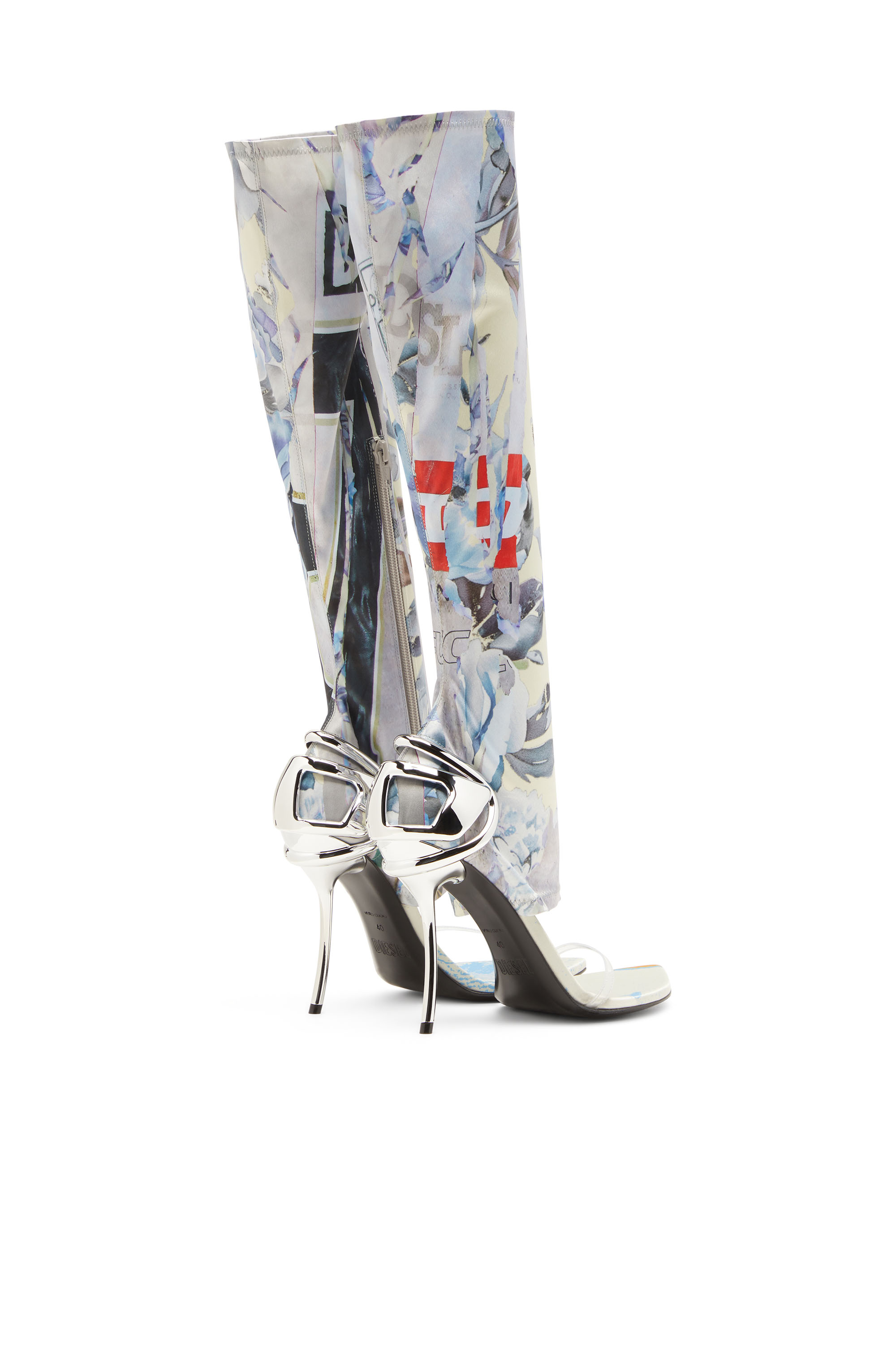 Diesel - D-TEN&HALF SDL KB, Woman's Hybrid sandals with graphic print in White/Blue - 3
