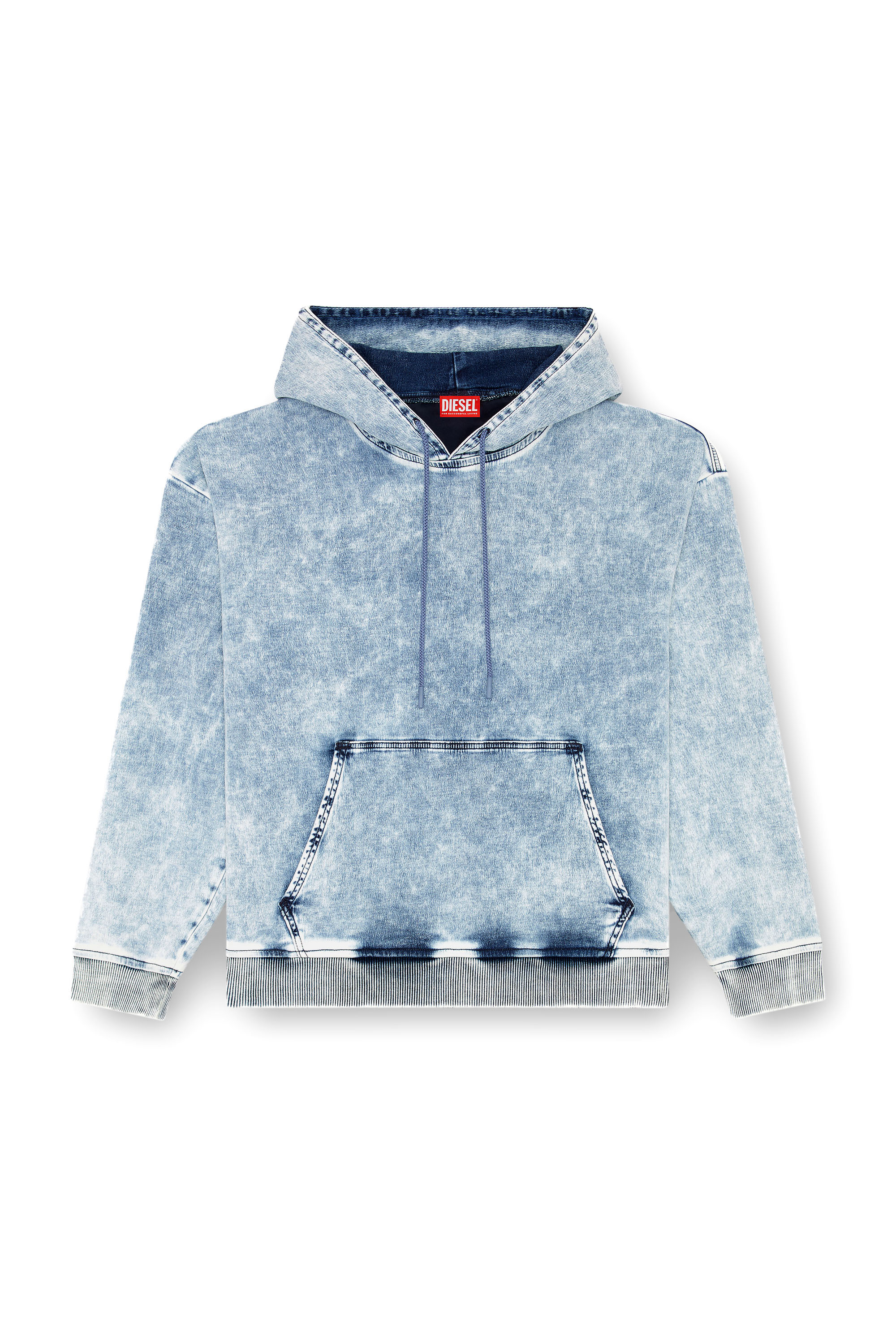 Diesel - D-UM-RIB-S2 TRACK, Unisex's Sweatshirt in Track Denim with Oval D in Light Blue - 4