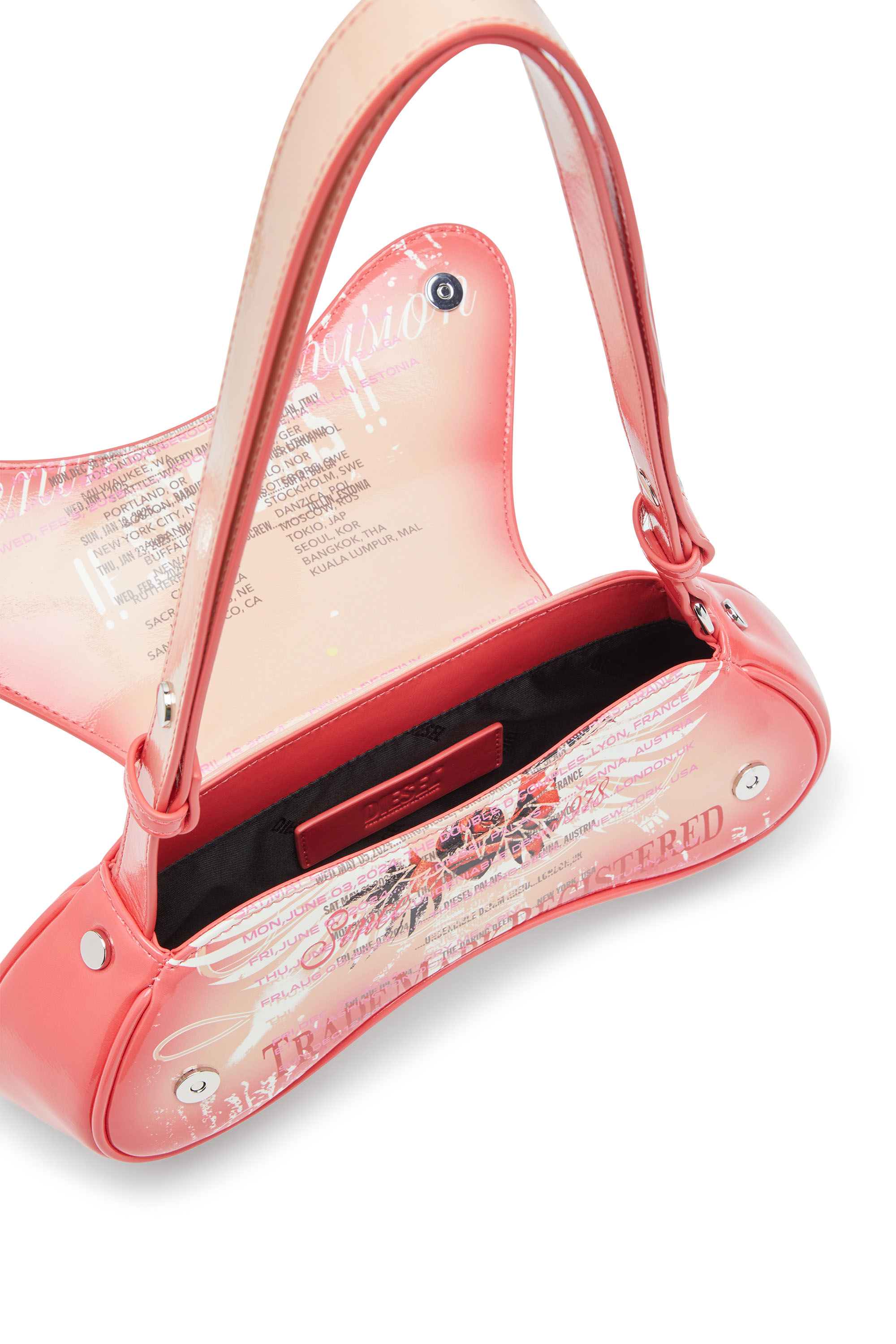 Diesel - PLAY CROSSBODY, Woman's Play-Shoulder bag in printed glossy PU in Pink - 4