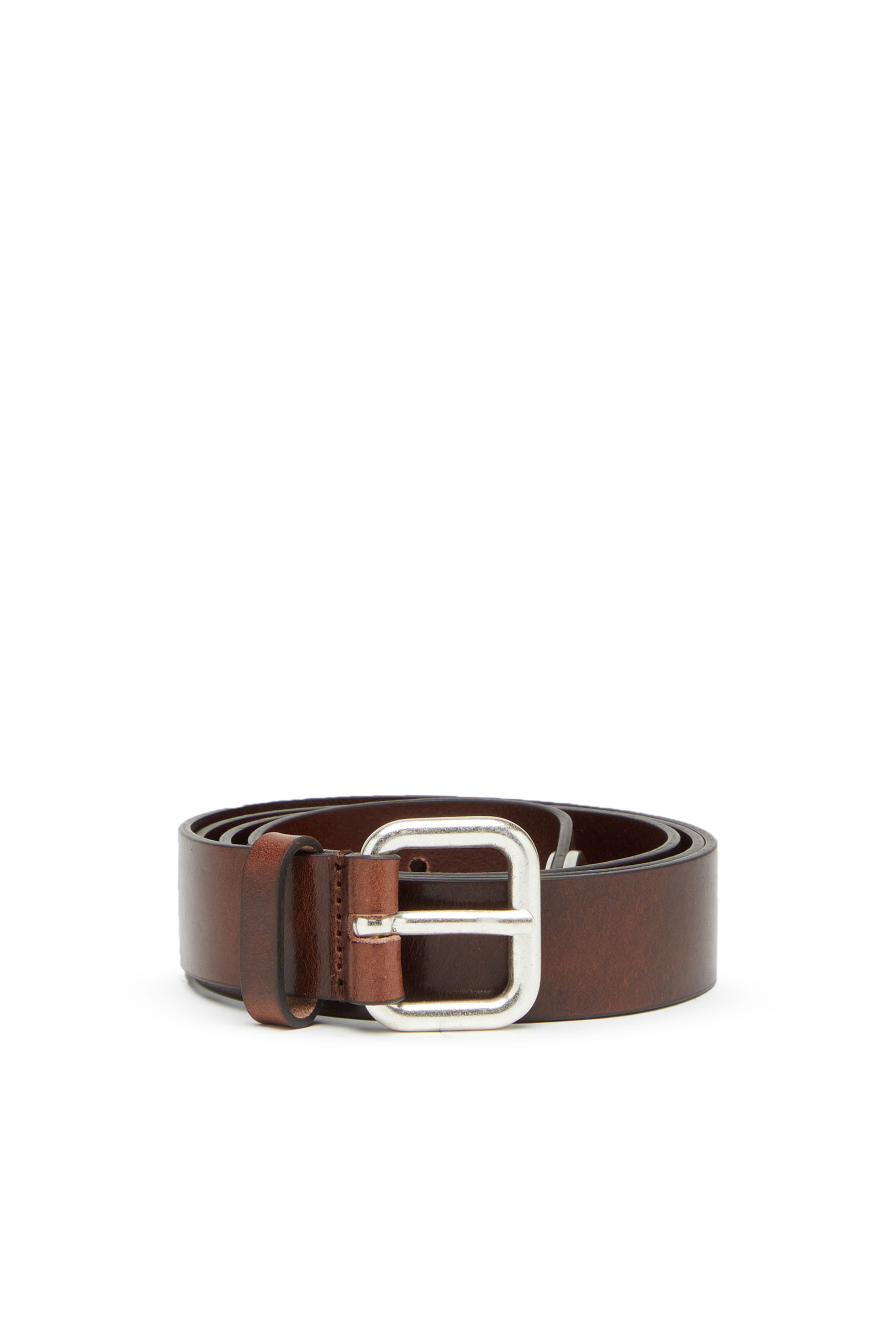 Diesel - B-INLAY, Unisex's Leather belt with oval D logo in Brown - 2