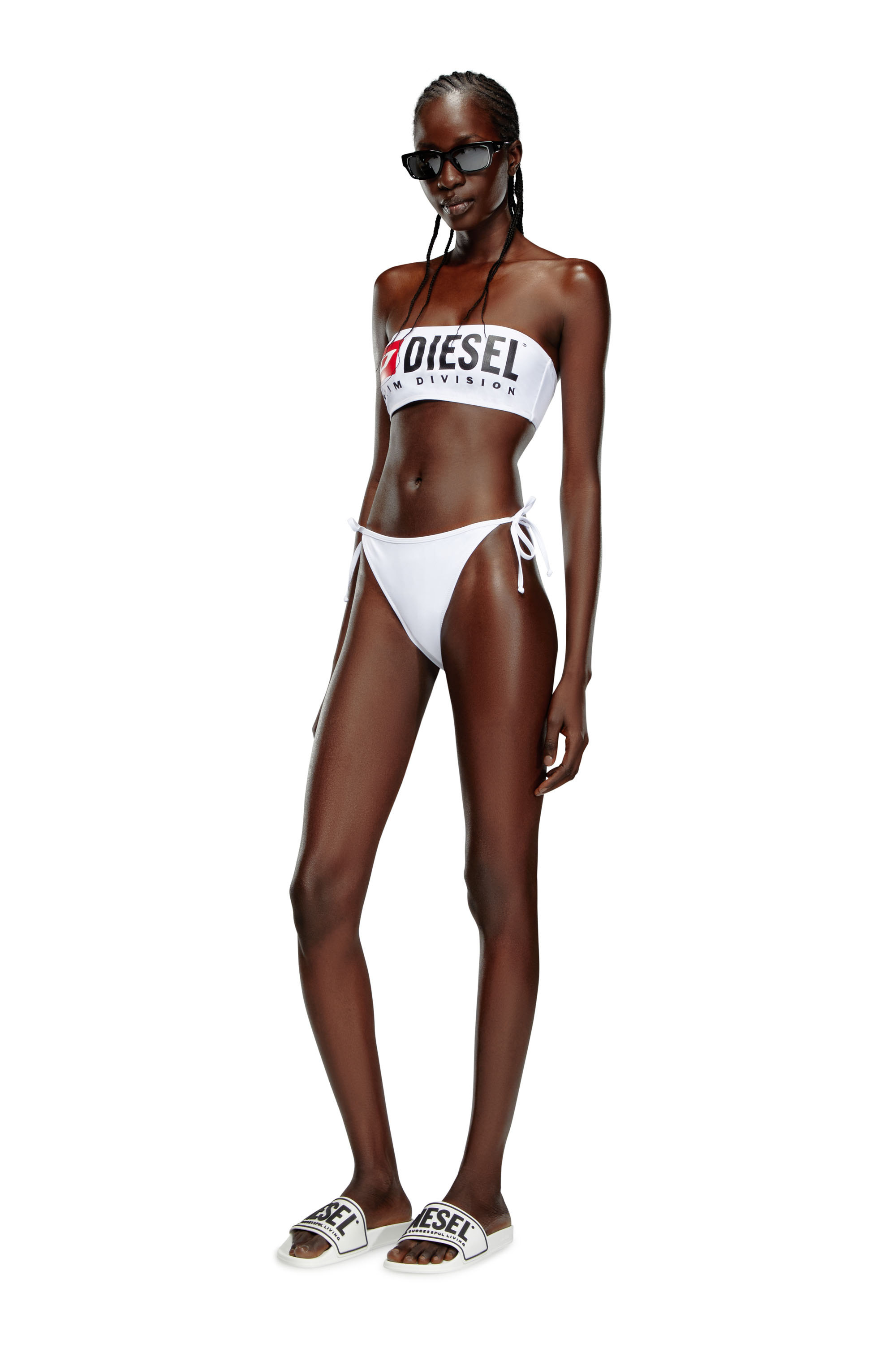 Diesel - BFPN-BRIGITTES, Woman's Maxi logo bikini briefs in recycled nylon in White - 1