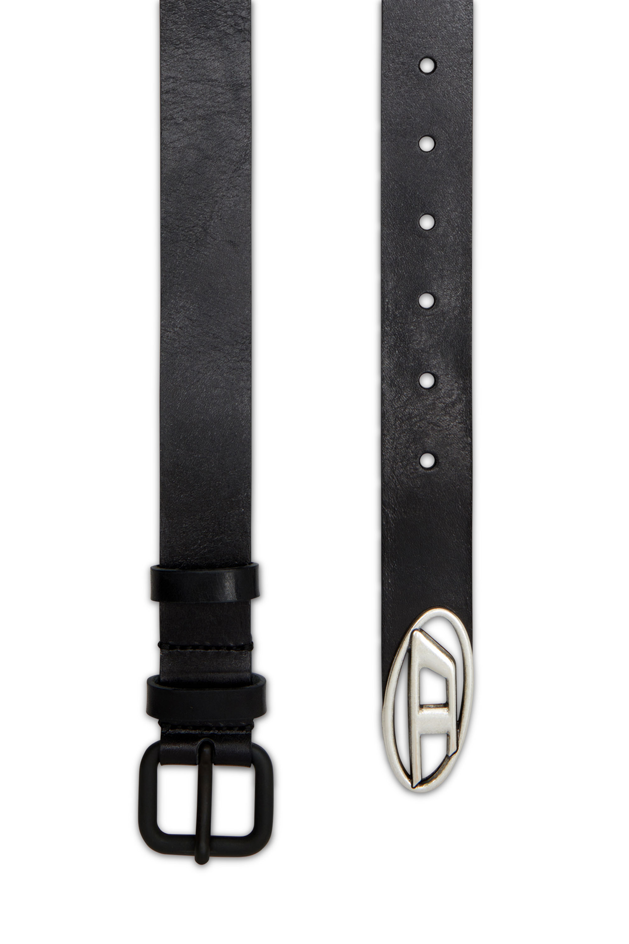 Diesel - B-INLAY, Unisex's 2.9cm leather belt with oval d logo in Black - 1