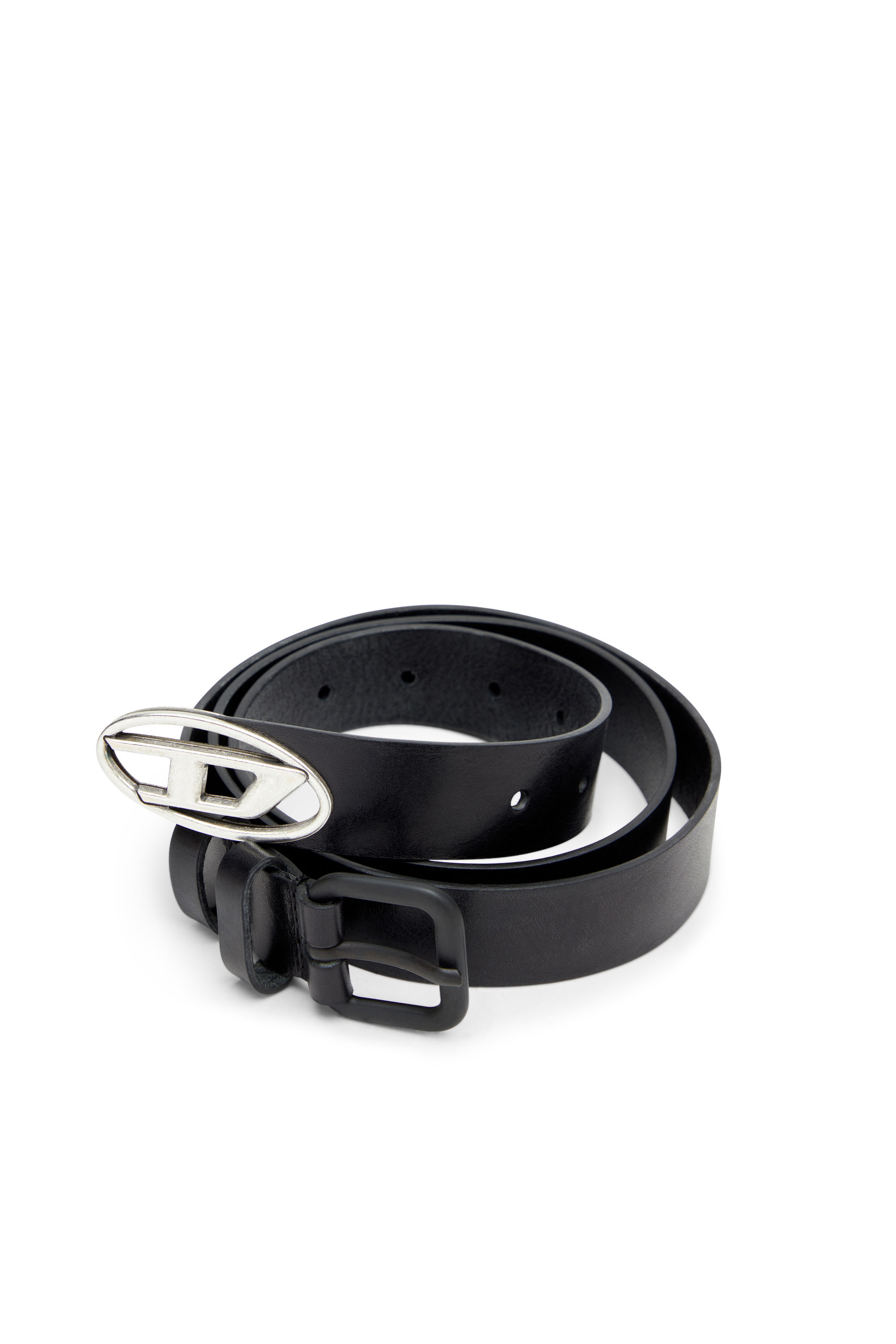 Diesel - B-INLAY, Unisex's 2.9cm leather belt with oval d logo in Black - 3