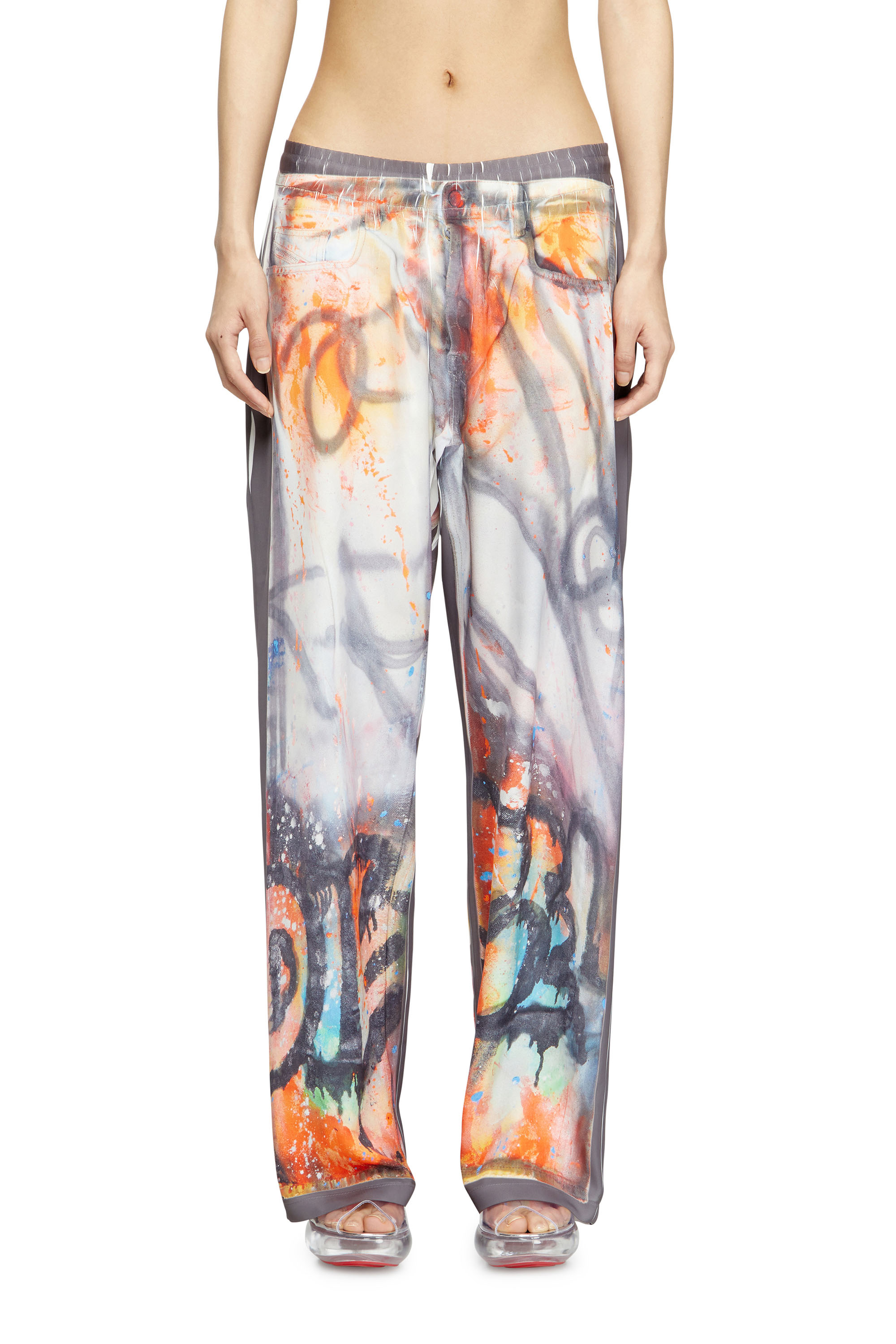 Diesel - P-AFTER-GRAFFITI-USA, Unisex's Relaxed pant with graffiti print in Grey - 1