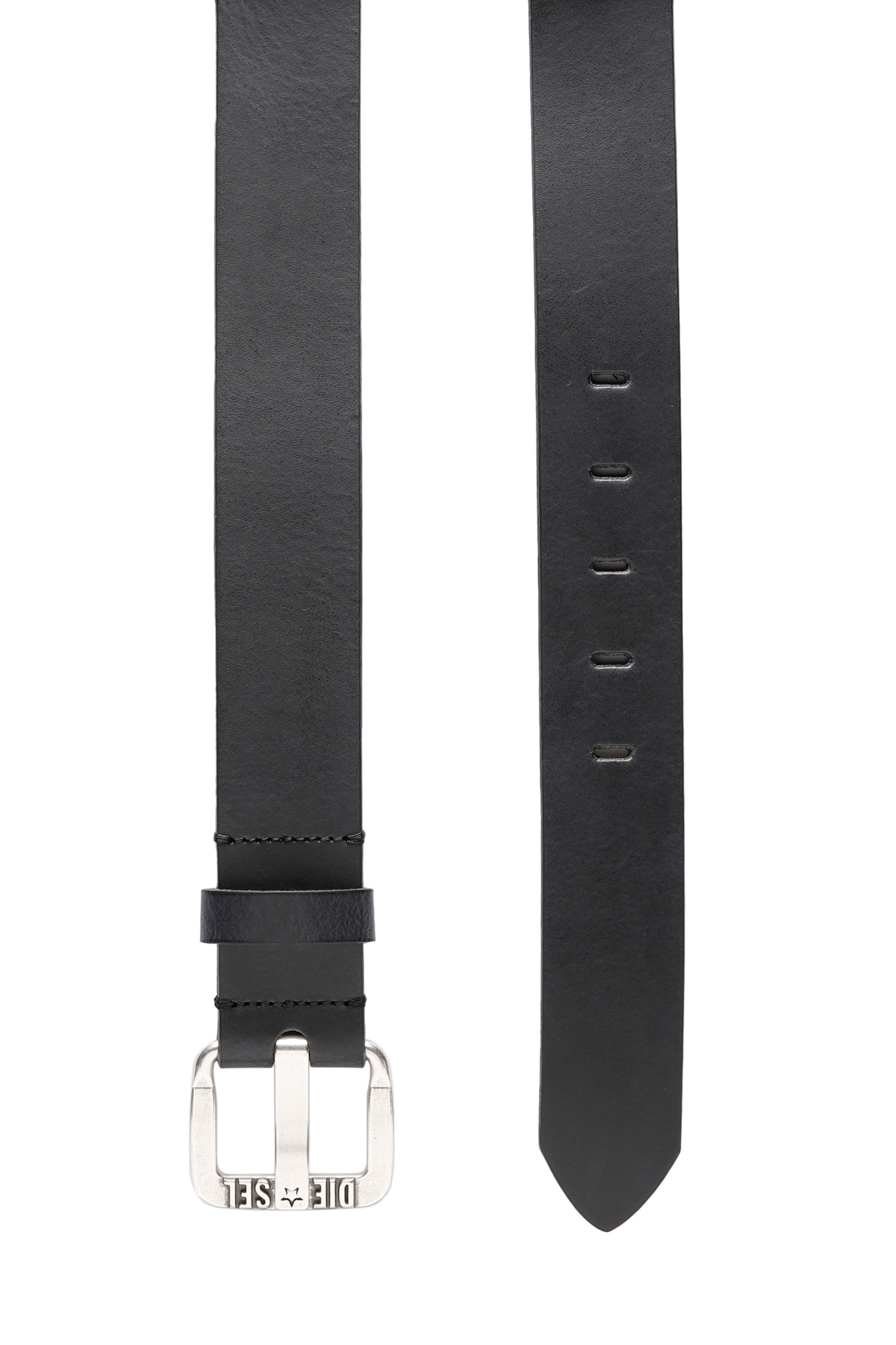 Diesel - B-STAR II, Man's 3.9cm leather belt with metal star logo buckle in Black - 3